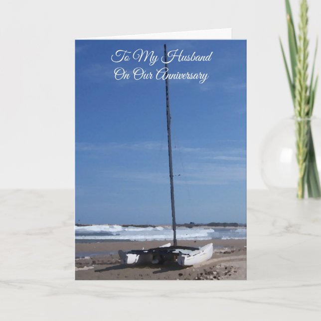 Carte Catamaran personnalisé Mari Anniversaire de mariag (Devant)
