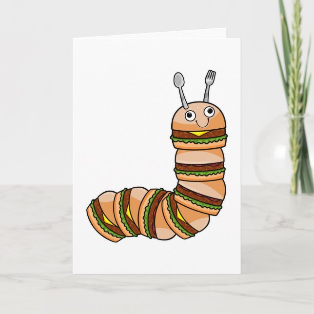 Carte Caterpillar en Cheeseburger avec Boeuf & Salade (Devant)