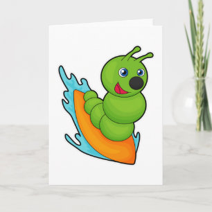 Carte Caterpillar en surfeur avec planche de surf