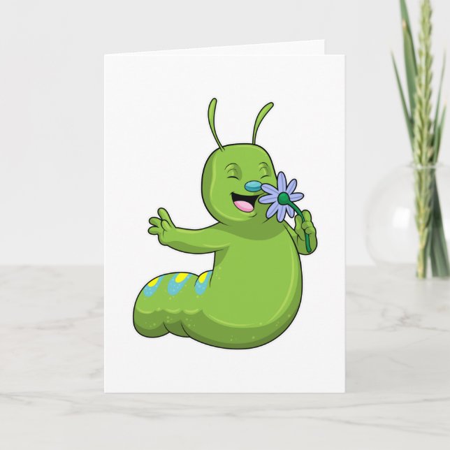 Carte Caterpillar with Flower (Devant)