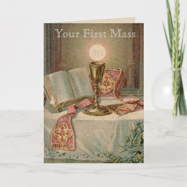 Carte Catholique Altar Chalice Missel Prêtre eucharistiq (Devant)
