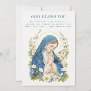 Carte Catholique Béni Marie Citation Spirituelle Florale