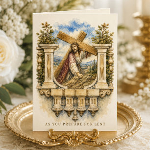 Carte catholique de Carême Jésus portant la Croix 