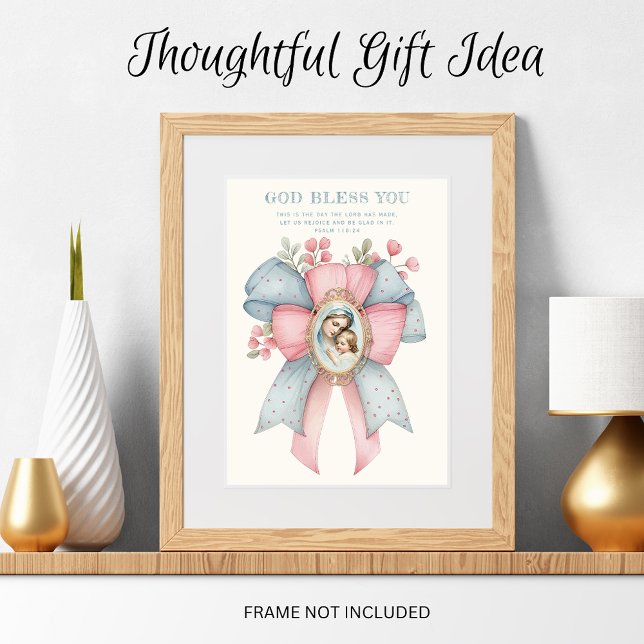 Carte Catholique Marie et Jésus Écriture Florale (Créateur téléchargé)