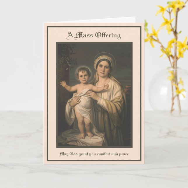Carte Catholique Marie Jésus Sympathie Messe Offrir (Fleur jaune)