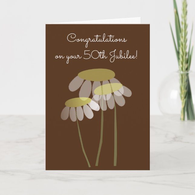 Carte Catholique Nun 50e Jubilé Floral 5 Card (Devant)