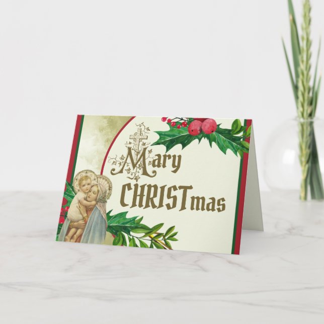 Carte Catholique Vierge Marie Bébé Jésus Saint (Devant)