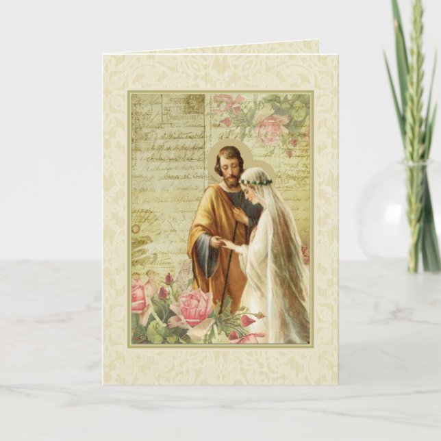 Carte Catholique Vintage Mariage Fiançailles religieux (Devant)