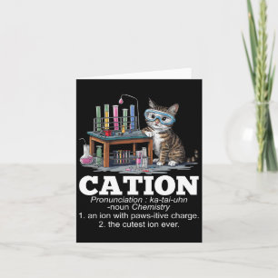 Carte Cation Chimie Humour Science Enseignant Chat Pun F