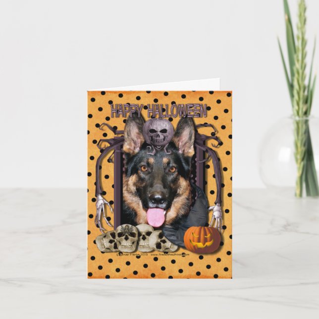 Carte Cauchemar de Halloween - berger allemand - Kuno (Devant)