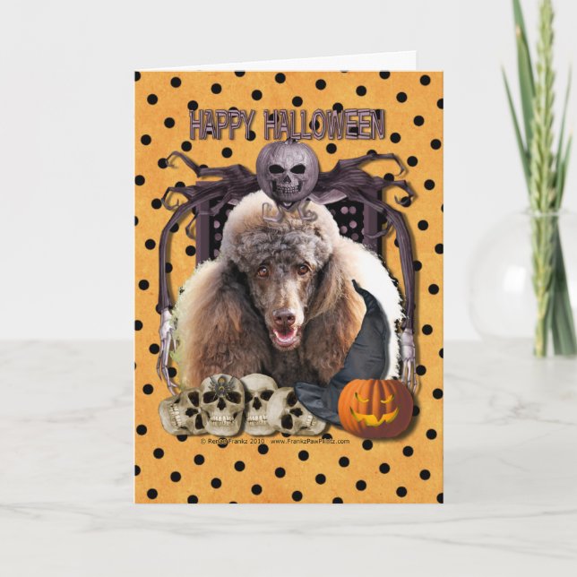 Carte Cauchemar de Halloween - caniche - chocolat (Devant)