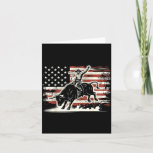 Carte Cavalier de Rodéo Taureau Patriotique Cowboy Drape