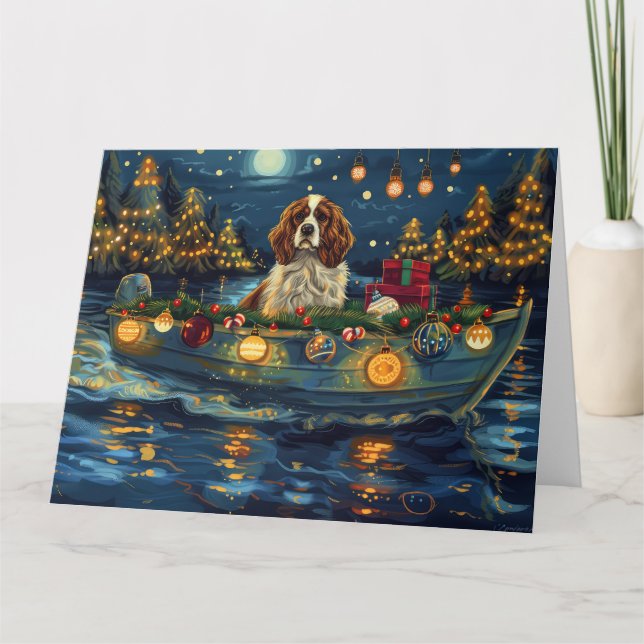 Carte Cavalier King Charles Noël Festive Voyage (Devant)