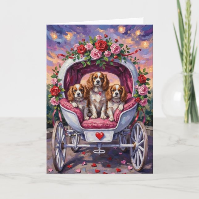 Carte Cavalier King Charles Spaniel Dog Valentine's Day (Devant)