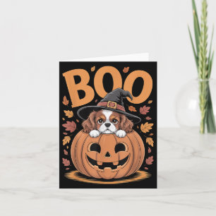 Carte Cavalier King Charles Spaniel Halloween citrouille