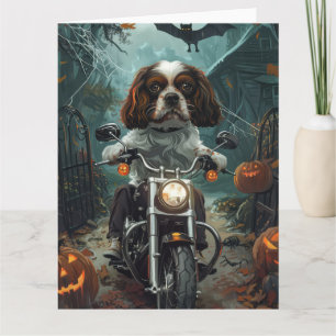 Carte Cavalier King Charles Spaniel Halloween effrayant