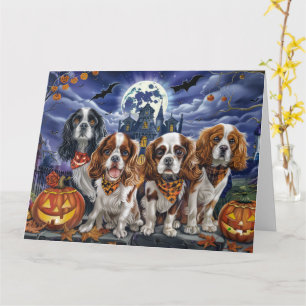 Carte Cavalier King Charles Spaniel Halloween Éffrayant