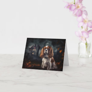 Carte Cavalier King Charles Spaniel Halloween effrayant