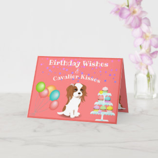 Carte Cavalier King Charles Spaniel Pink Happy Birthday
