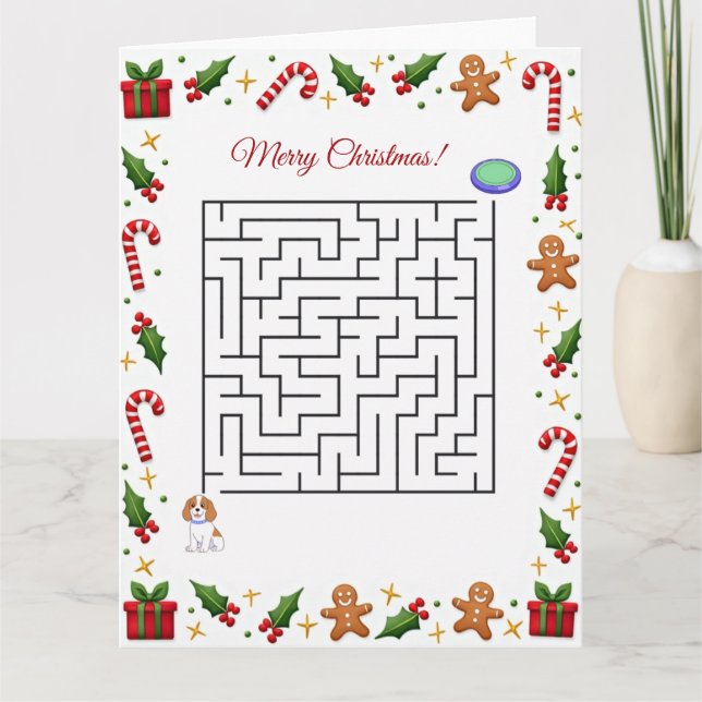 Carte Cavalier King Christmas Maze Puzzle Holiday (Devant)