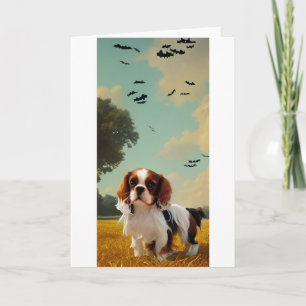 Carte cavalier roi charles spaniel halloween AI