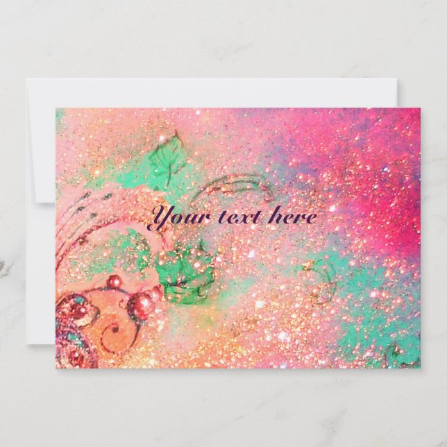 Carte CAVALIERS, MUSIQUE DE NUIT, paillettes d'Or Rose (Devant)