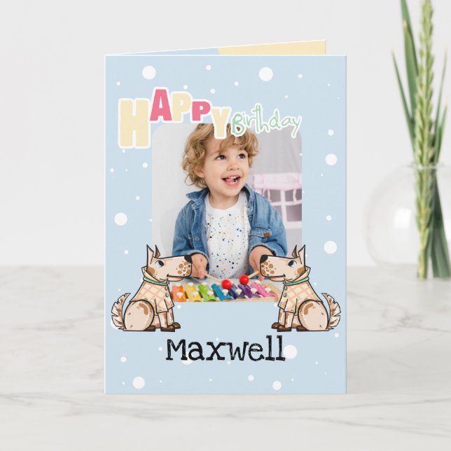Carte Ce chien Vie Bleu Jaune Anniversaire de enfant (Devant)