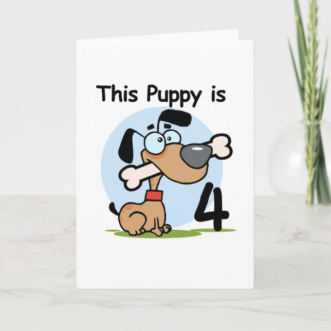 Carte Ce Chiot 4e Anniversaire Tshirts et cadeaux (Devant)