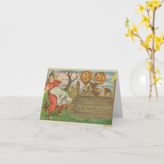 Carte Ce que les garçons ont fait à la vache Halloween V (Fleur jaune)