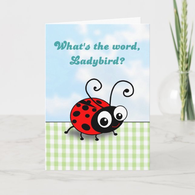 Carte Ce qui est la coccinelle de mot - coccinelle drôle (Devant)
