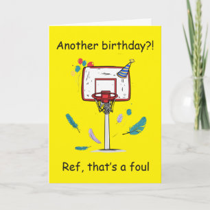 Carte Célébration d'anniversaire de basket-ball avec fau