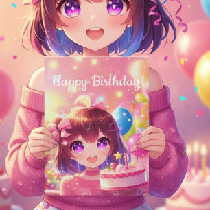 Carte Célébration d'anniversaire de fille dans le style