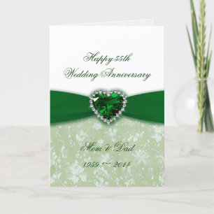 Carte Célébration de 55 ans de mariage Damassé