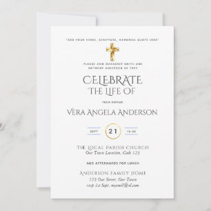 Carte Célébration de la vie Mémorial funéraire catholiqu