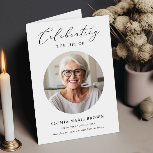 Carte Célébration De La Vie Photo Funeral Memorial Progr (Créateur téléchargé)