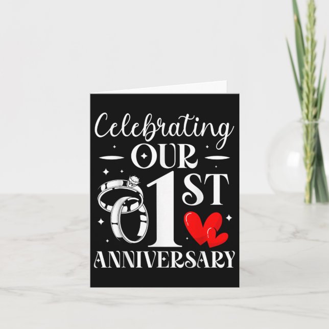 Carte Célébration De Notre 1Er Anniversaire Mariage 1 An (Devant)