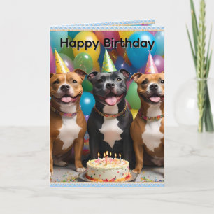 Carte Célébration de Staffy : Une fête d'anniversaire av