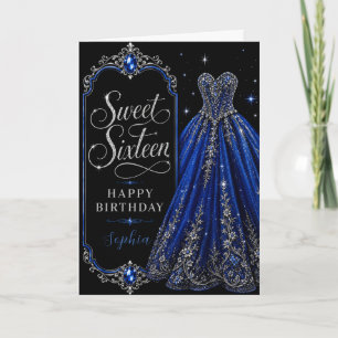Carte Célébration du 16e anniversaire Royal Blue Jewel