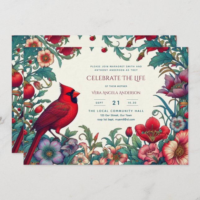 Carte Célébration du cardinal rouge du monument funérair (Devant / Derrière)