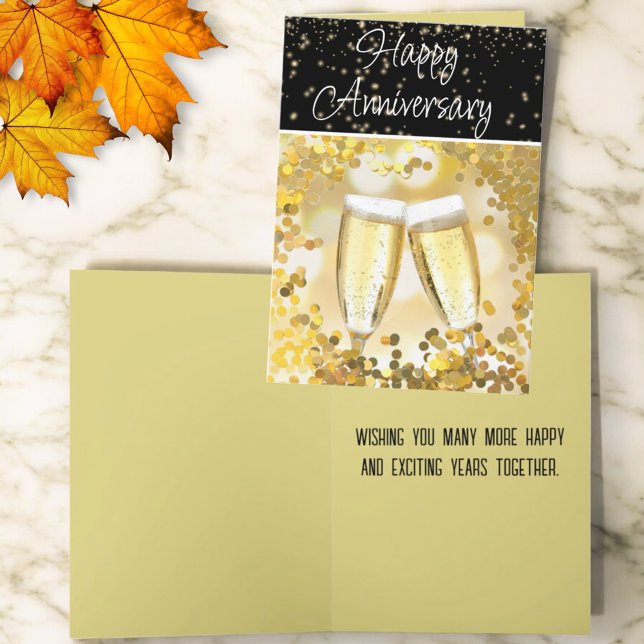 Carte Célébration du couple de champagne Flutes (greeting card front and inside template greeting)