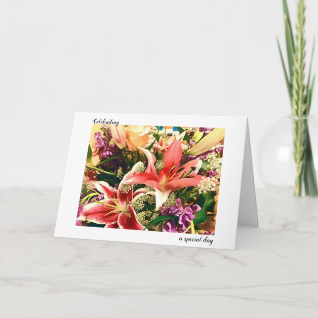Carte Célébration d'une journée spéciale Bouquet floral  (Devant)