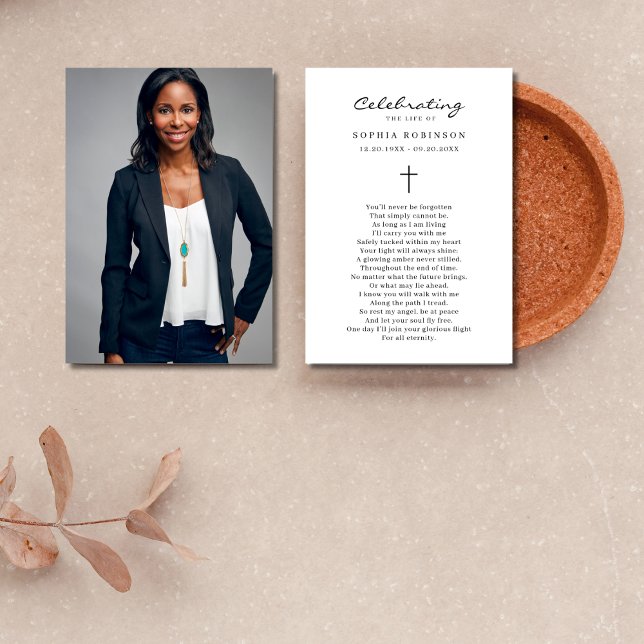 Carte Célébration moderne de la vie Photo Funérailles co (Créateur téléchargé)