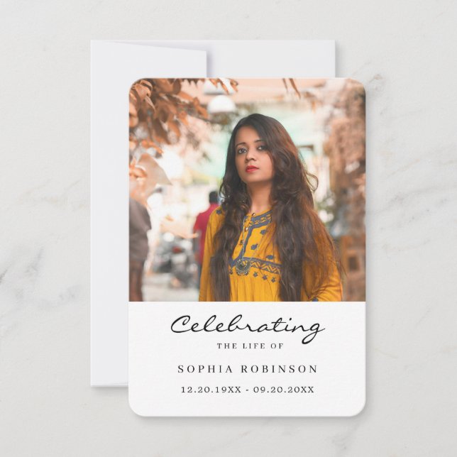 Carte Celebration of Life Photo Funeral Prayer Card (Devant)
