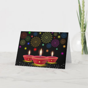 Carte Célébrations de Diwali avec des lampes à lueur et