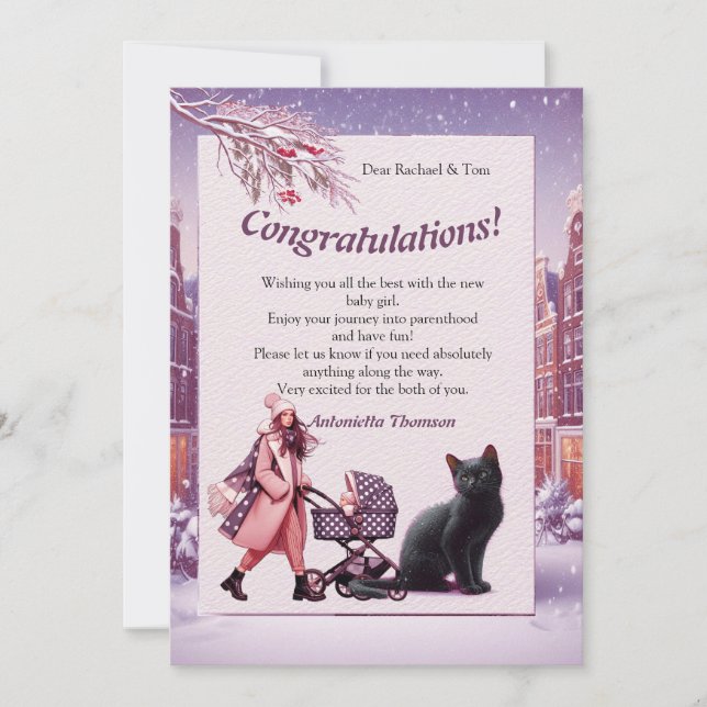 Carte Célébrations d'hiver dans la neige, avec Kittens (Devant)