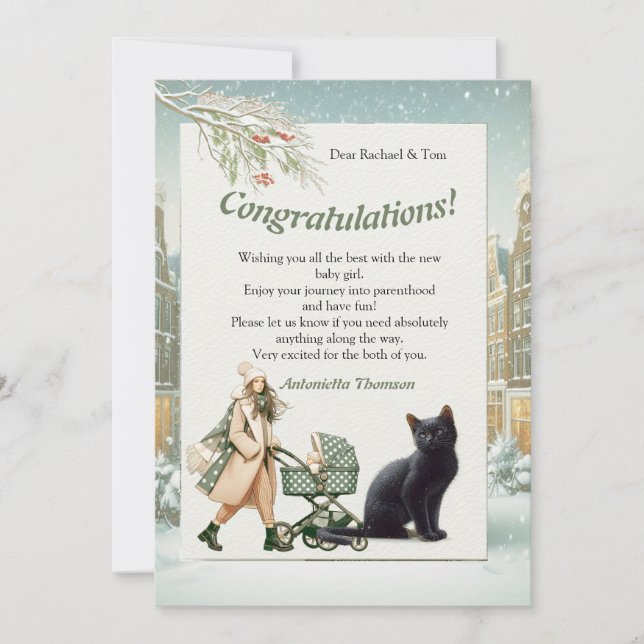 Carte Célébrations d'hiver dans la neige, avec Kittens (Devant)