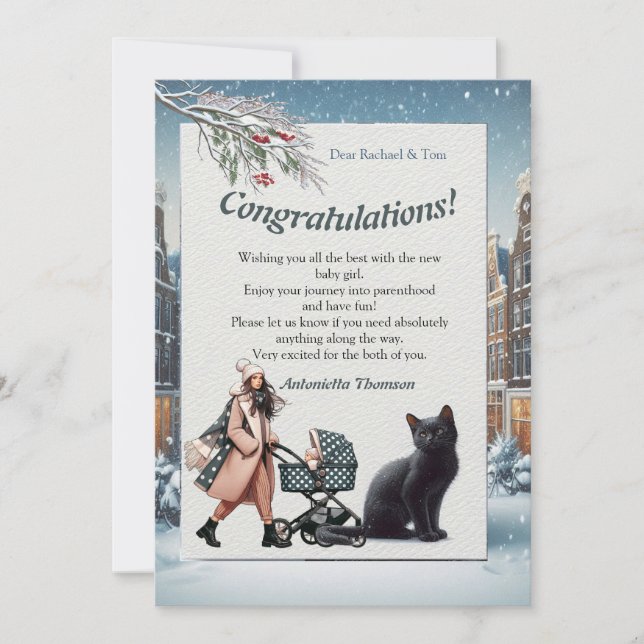 Carte Célébrations d'hiver dans la neige, avec Kittens (Devant)