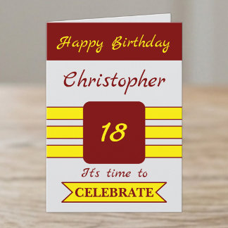 Carte Célébrer un 18e anniversaire en burgundy