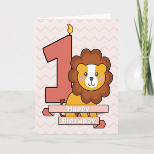 Carte Célébrez un premier anniversaire avec le lion mou