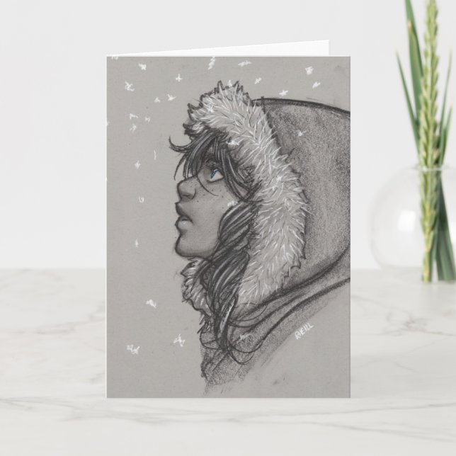 Carte Cendres et Neige - Fille en Fourrure (Devant)